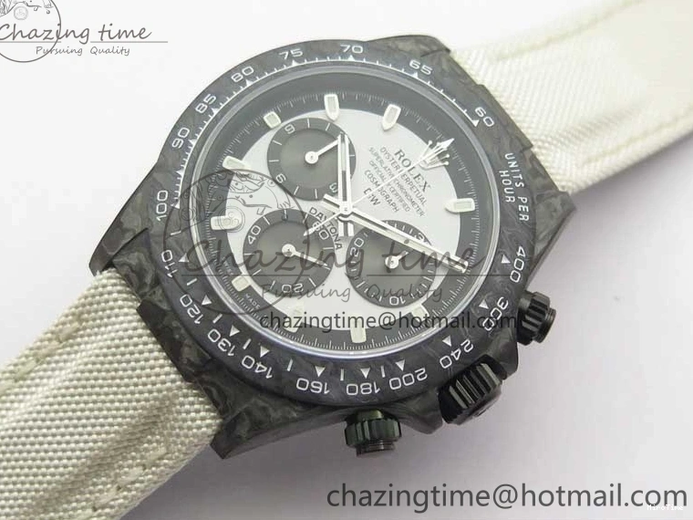MiroTime 0320 WrinkleFree Daytona DIW Carbon Noob 1:1 Best Edition White Black Dial on Nylon Strap SA 2614